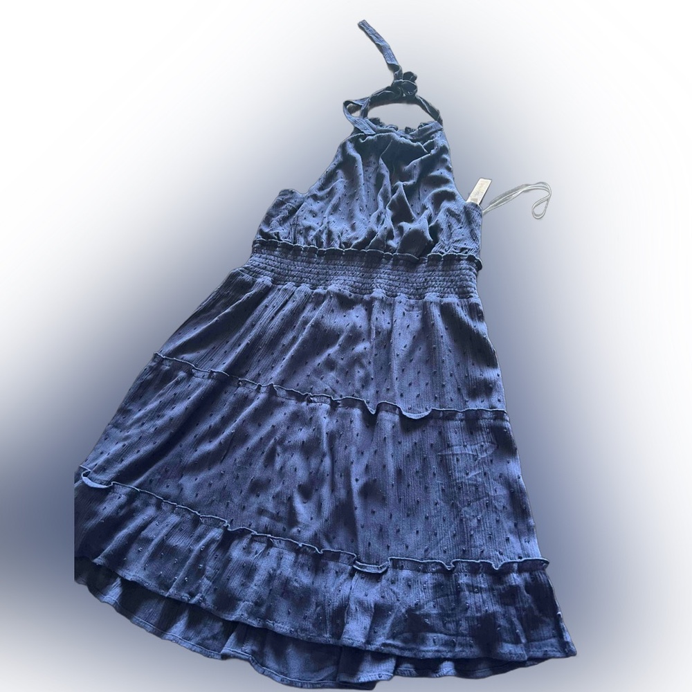 Speechless XL navy dress ties around the neck. A374